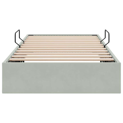 Opbevaringsseng med opbevaring Lysegrå 100 x 203 cm Fløjl