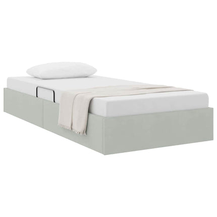 Opbevaringsseng med opbevaring Lysegrå 100 x 203 cm Fløjl
