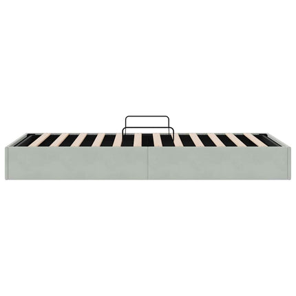 Opbevaringsseng med opbevaring Lysegrå 100 x 203 cm Fløjl