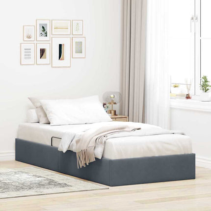 Opbevaringsseng med opbevaring Mørkegrå 100 x 203 cm Fløjl