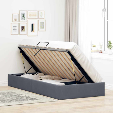 Opbevaringsseng med opbevaring Mørkegrå 100 x 203 cm Fløjl