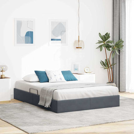 Opbevaringsseng med opbevaring Mørkegrå 153 x 203 cm Fløjl