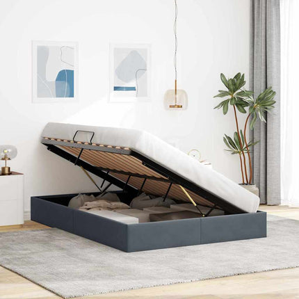 Opbevaringsseng med opbevaring Mørkegrå 153 x 203 cm Fløjl