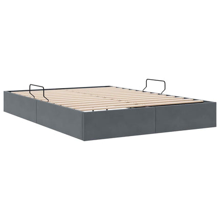 Opbevaringsseng med opbevaring Mørkegrå 153 x 203 cm Fløjl