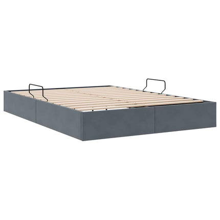 Opbevaringsseng med opbevaring Mørkegrå 153 x 203 cm Fløjl