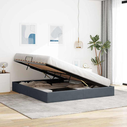 Opbevaringsseng med opbevaring Mørkegrå 193 x 203 cm Fløjl