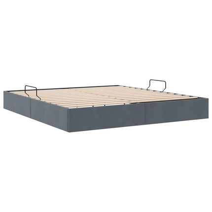 Opbevaringsseng med opbevaring Mørkegrå 193 x 203 cm Fløjl