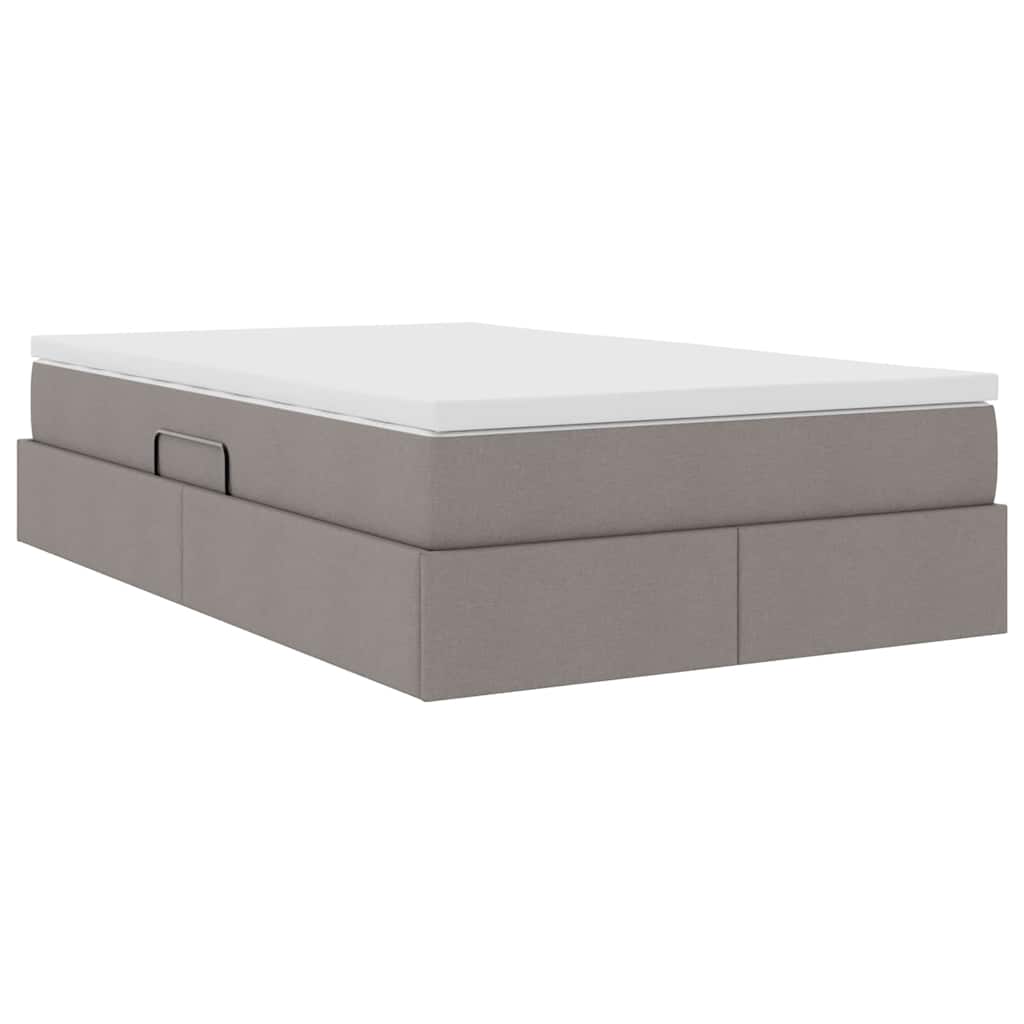 Seng med opbevaring og madras Gråbrun 120 x 200 cm Polyester