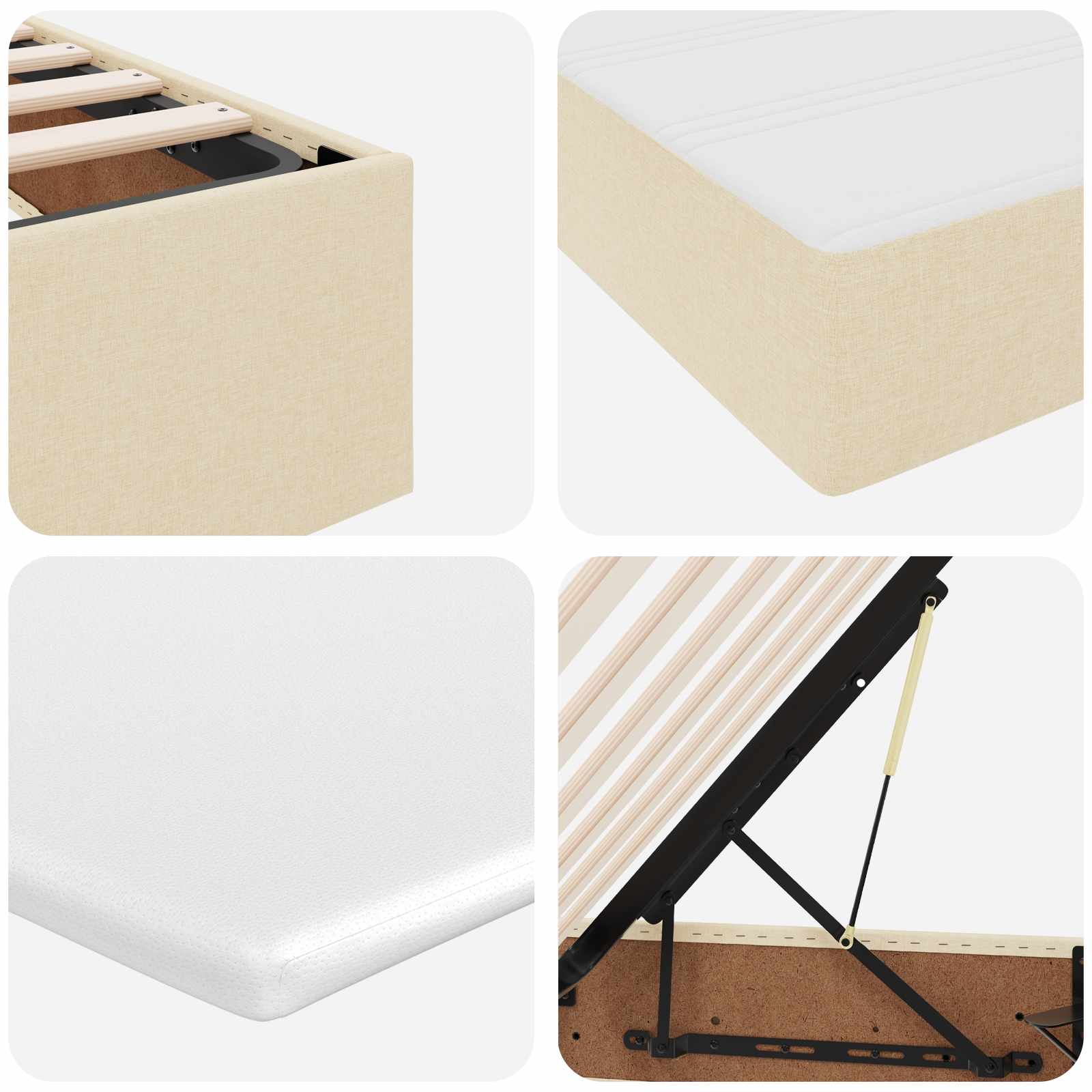 Seng med opbevaring og madras Creme 140 x 190 cm Polyester
