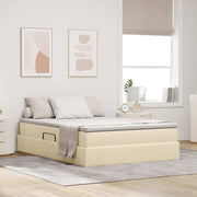 Seng med opbevaring og madras Creme 140 x 190 cm Polyester