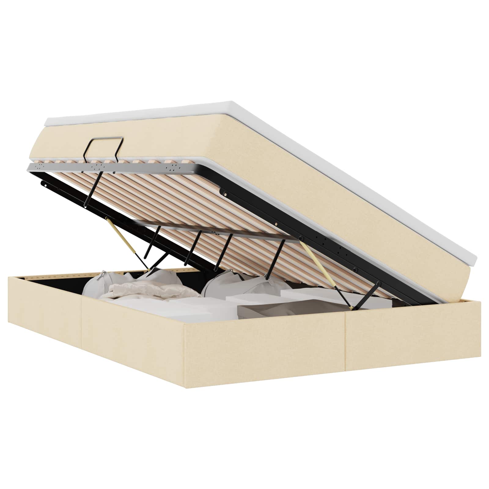 Seng med opbevaring og madras Creme 140 x 190 cm Polyester