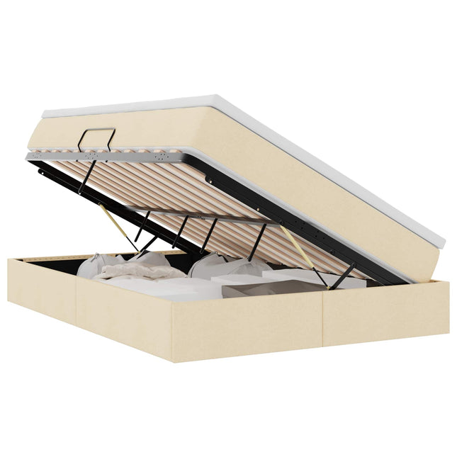 Seng med opbevaring og madras Creme 140 x 190 cm Polyester