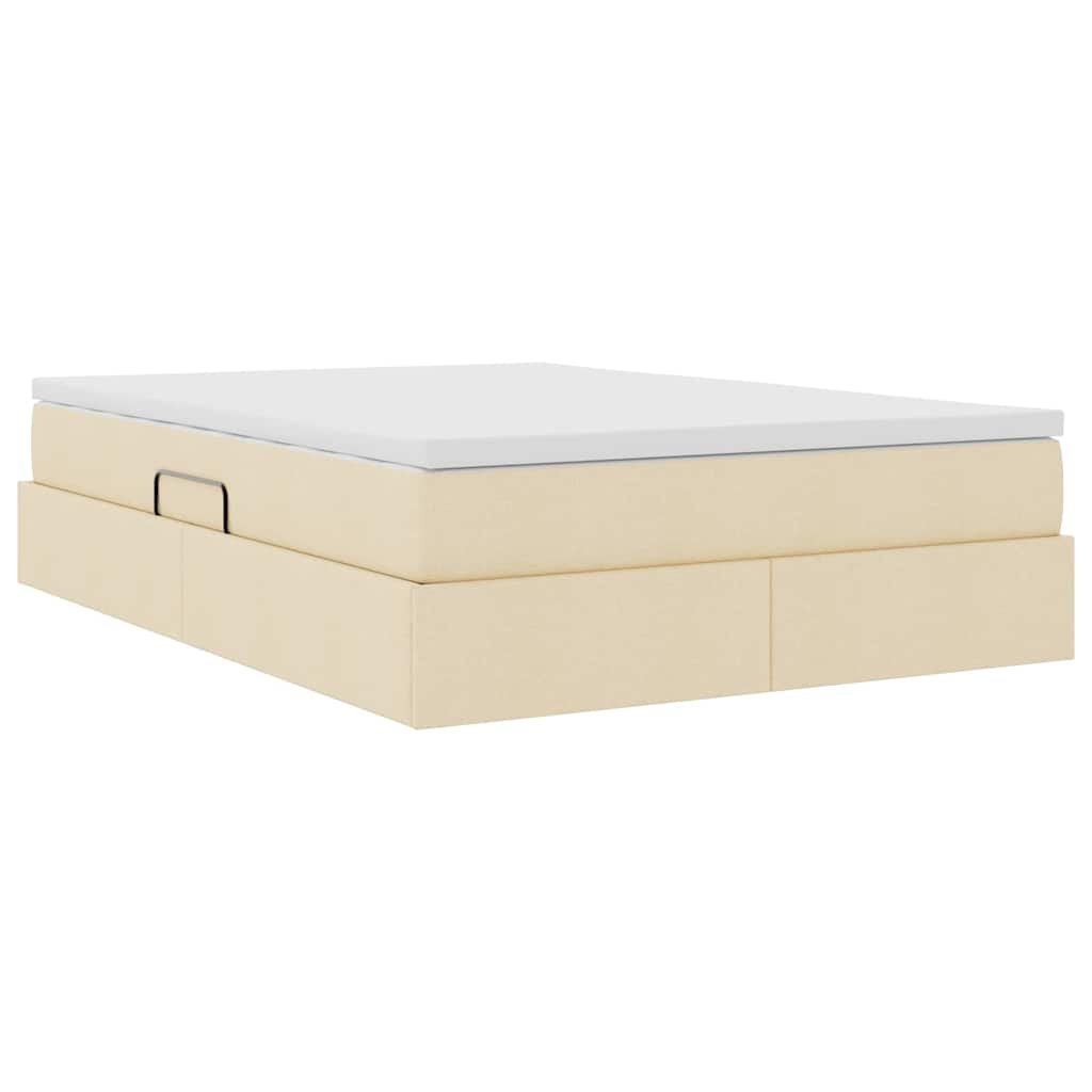 Seng med opbevaring og madras Creme 140 x 190 cm Polyester