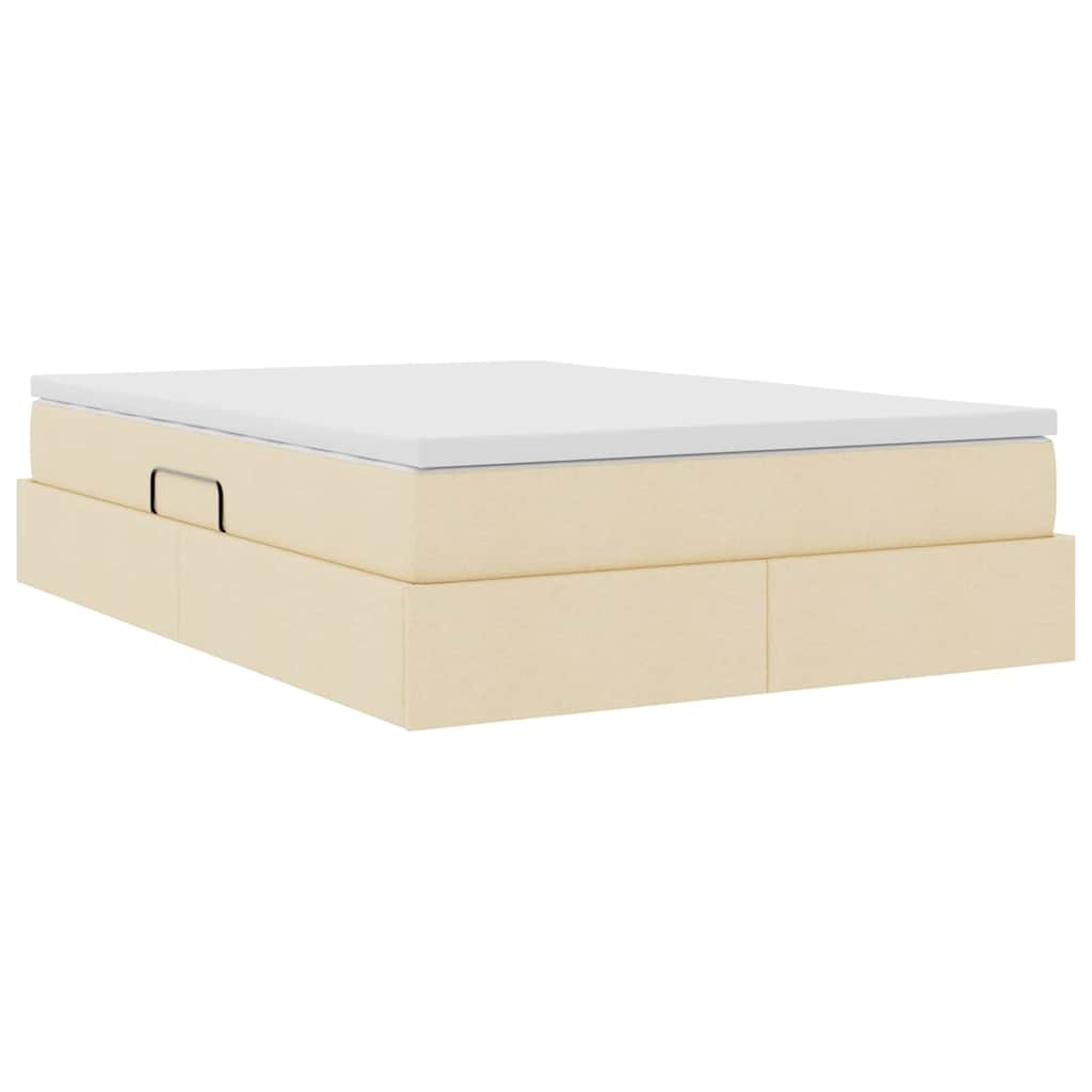 Seng med opbevaring og madras Creme 140 x 190 cm Polyester