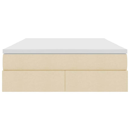 Seng med opbevaring og madras Creme 140 x 190 cm Polyester