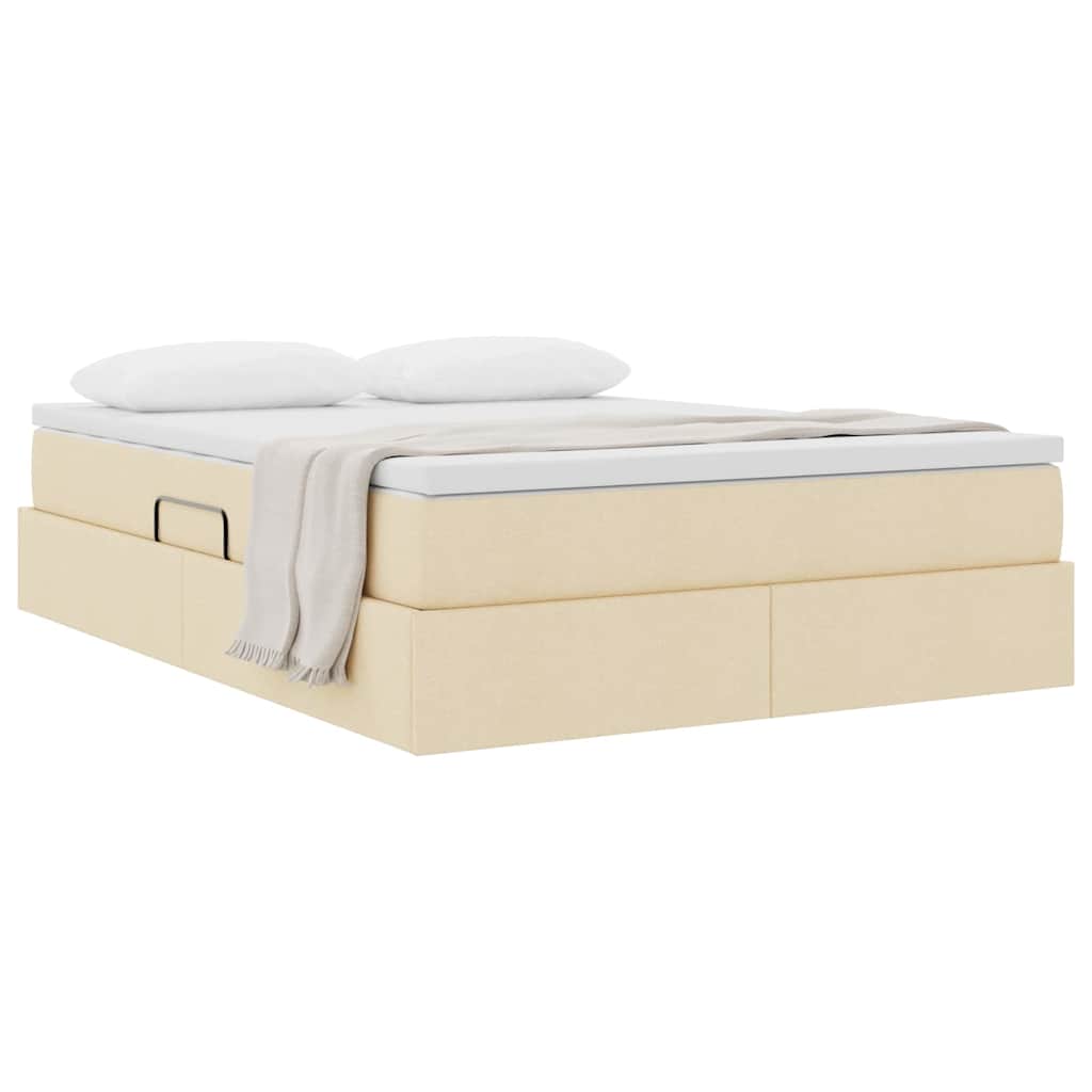 Seng med opbevaring og madras Creme 140 x 190 cm Polyester