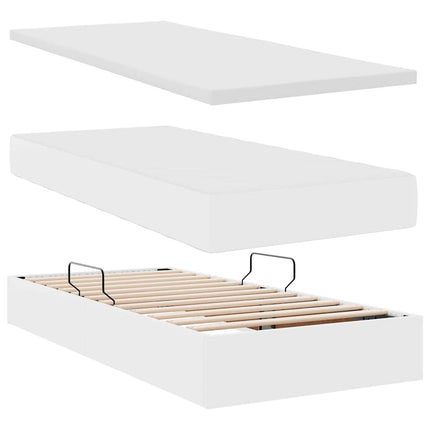 Seng med opbevaring og madras Ren Hvid 90 x 200 cm Faux læder