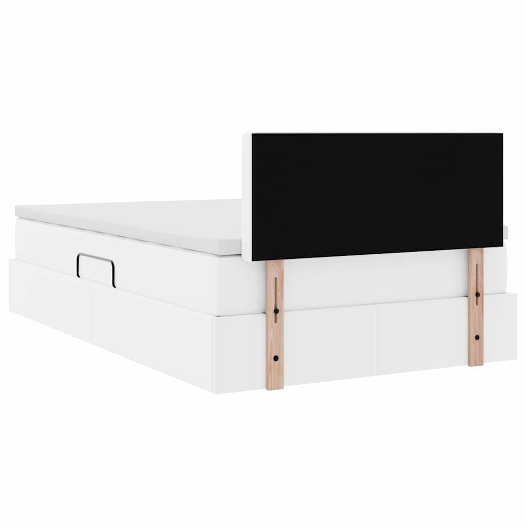 Seng med opbevaring og madras Ren Hvid 120 x 200 cm Faux læder