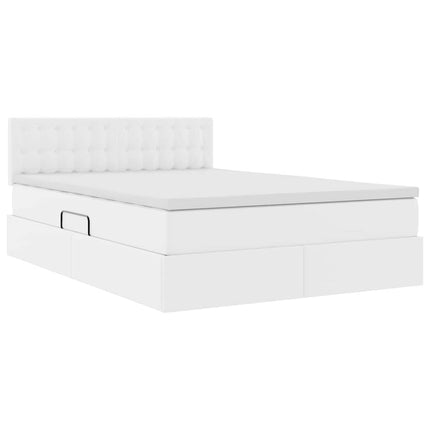 Seng med opbevaring og madras Ren Hvid 140 x 190 cm Faux læder