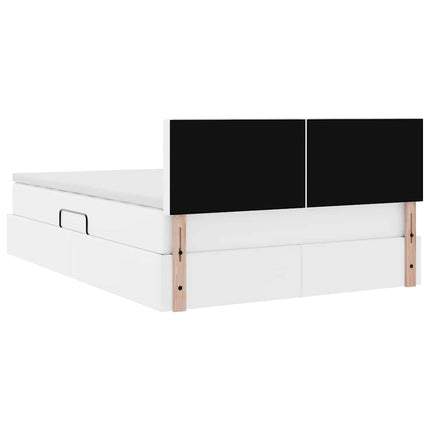 Seng med opbevaring og madras Ren Hvid 140 x 190 cm Faux læder