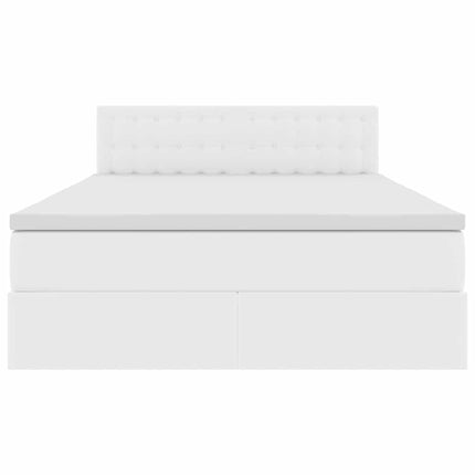 Seng med opbevaring og madras Ren Hvid 140 x 190 cm Faux læder