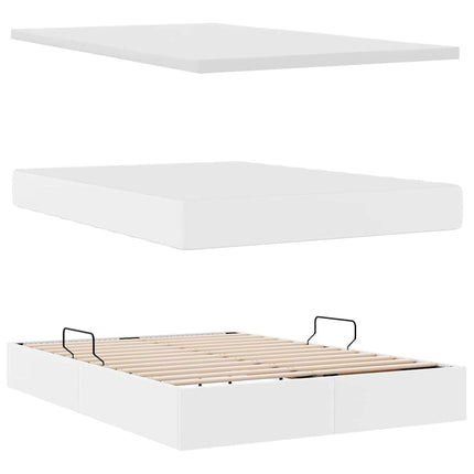 Seng med opbevaring og madras Ren Hvid 140 x 190 cm Faux læder