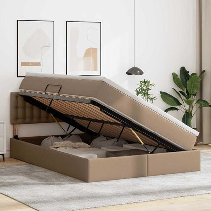 Seng med opbevaring og madras Cappuccino 140 x 190 cm