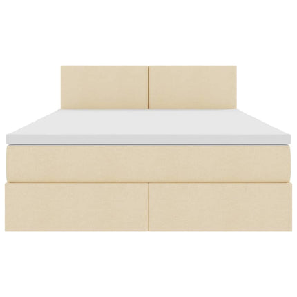 Seng med opbevaring og madras med madras Creme 140 x 190 cm