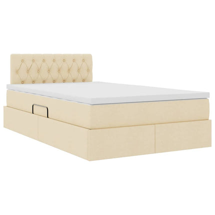 Seng med opbevaring og madras med madras Creme 120 x 190 cm