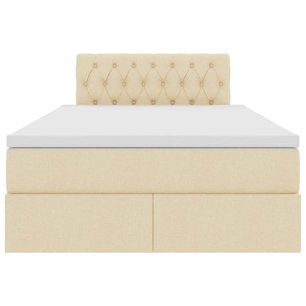 Seng med opbevaring og madras med madras Creme 120 x 190 cm