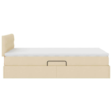 Seng med opbevaring og madras med madras Creme 120 x 190 cm