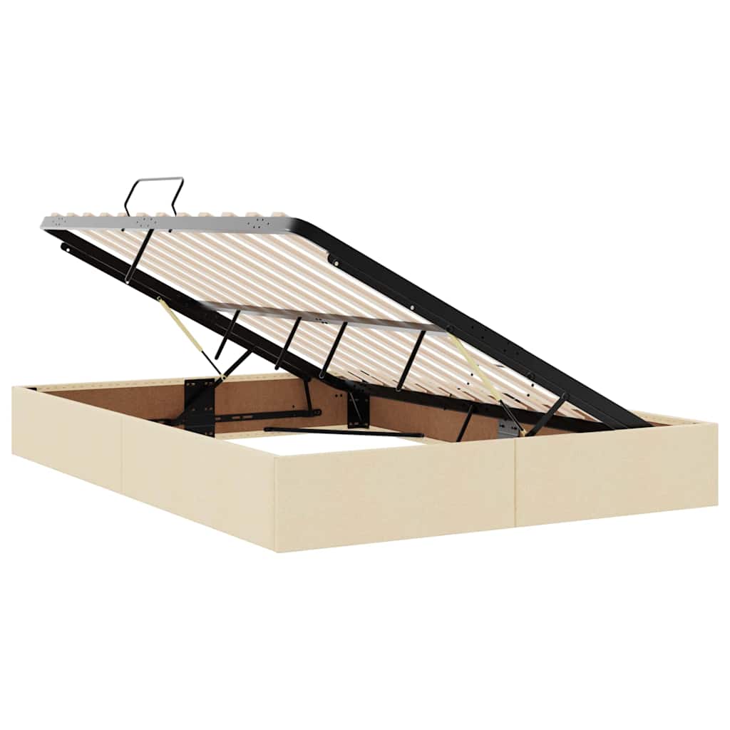 Seng med opbevaring og madras med madras Creme 140 x 190 cm