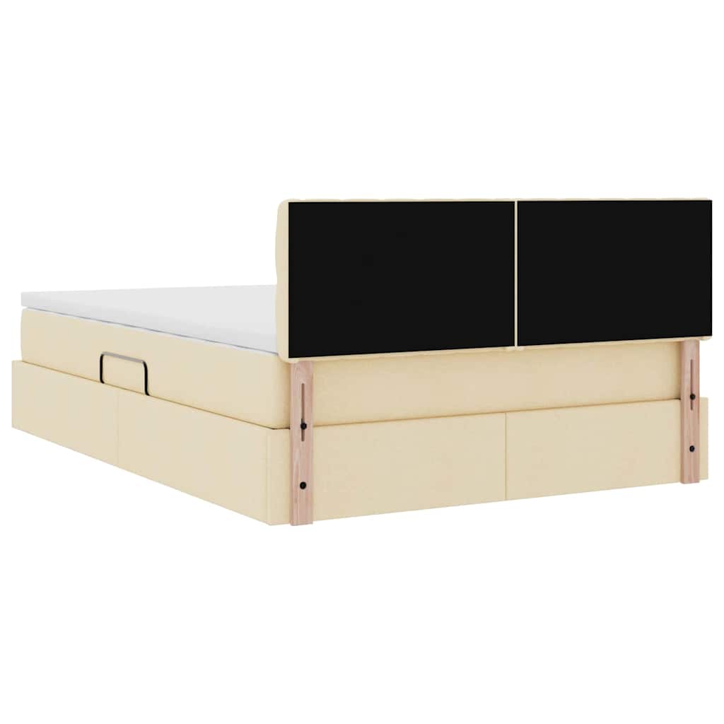 Seng med opbevaring og madras med madras Creme 140 x 190 cm