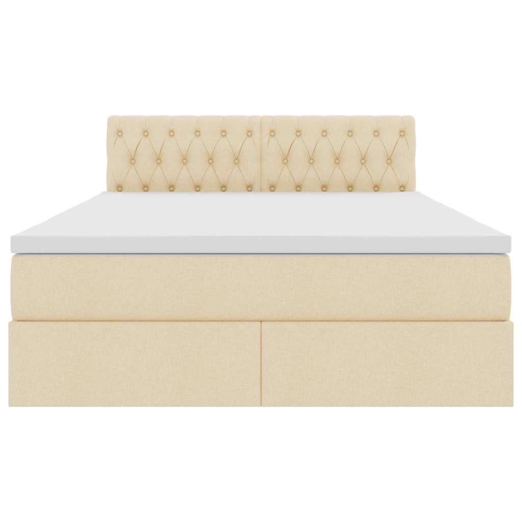 Seng med opbevaring og madras med madras Creme 140 x 190 cm