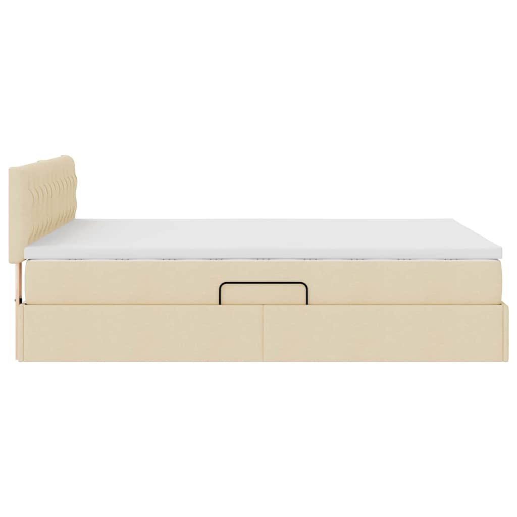 Seng med opbevaring og madras med madras Creme 140 x 190 cm