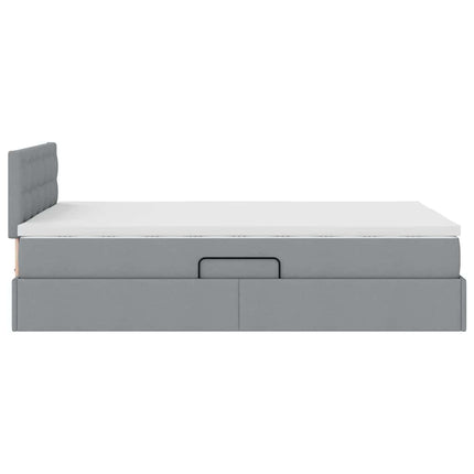 Seng med opbevaring og madras Lysegrå 120 x 190 cm Fløjl