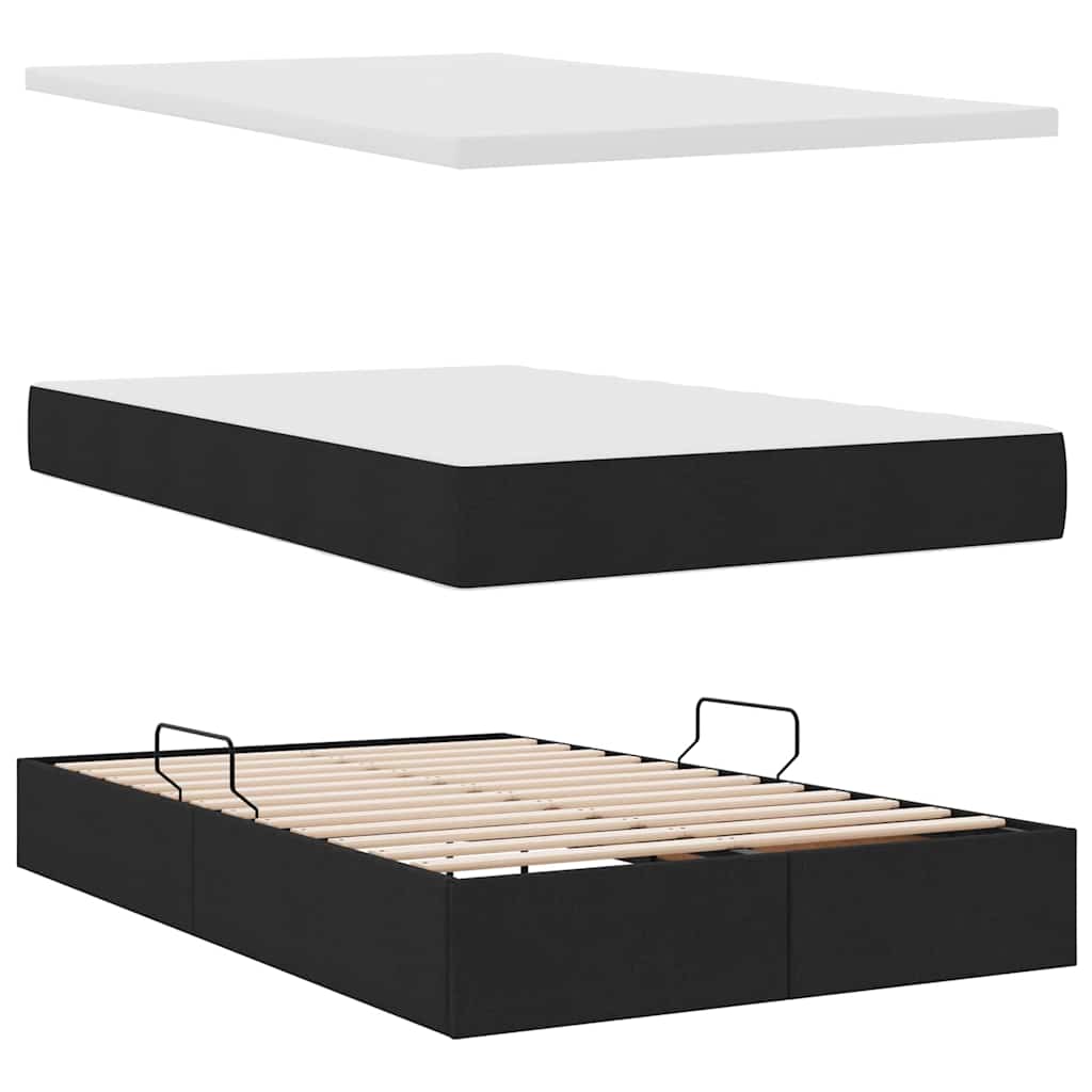 Seng med opbevaring og madras Sort 120 x 190 cm Konstrueret træ