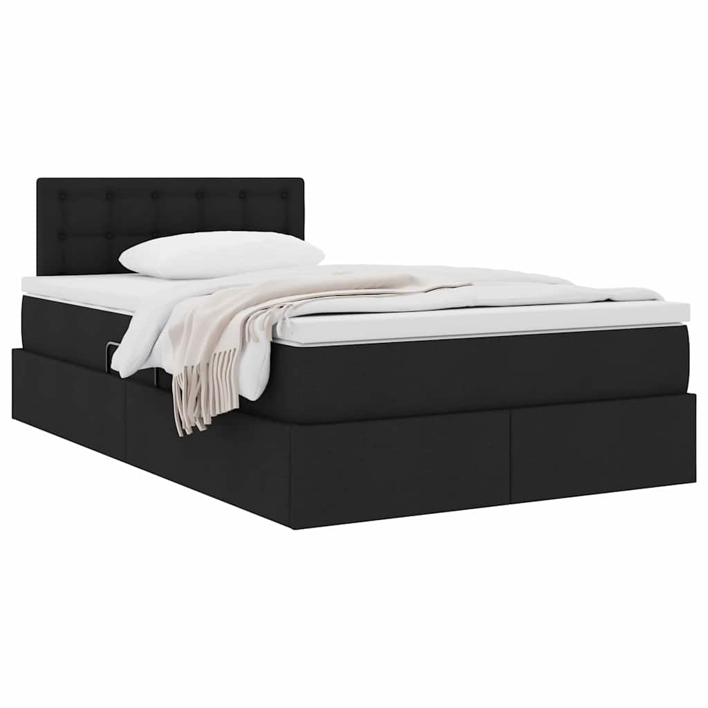 Seng med opbevaring og madras Sort 120 x 190 cm Konstrueret træ