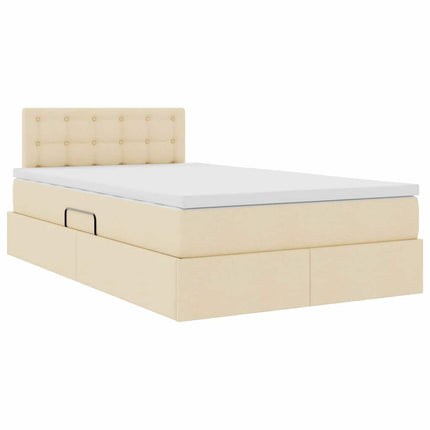 Seng med opbevaring og madras Creme 120 x 190 cm Fløjl