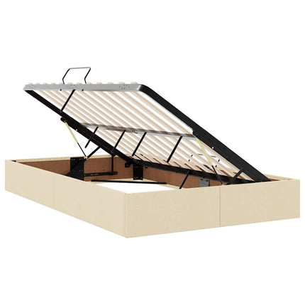 Seng med opbevaring og madras Creme 120 x 190 cm Fløjl