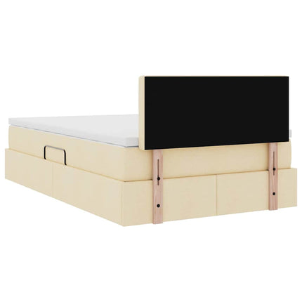 Seng med opbevaring og madras Creme 120 x 190 cm Fløjl