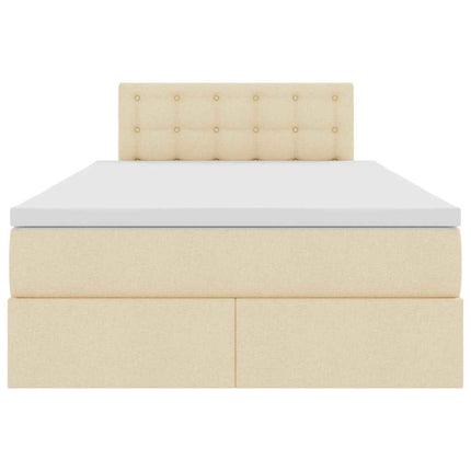 Seng med opbevaring og madras Creme 120 x 190 cm Fløjl