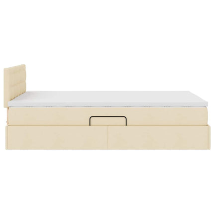 Seng med opbevaring og madras Creme 120 x 190 cm Fløjl