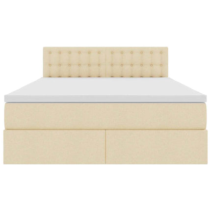 Seng med opbevaring og madras med madras Creme 140 x 190 cm
