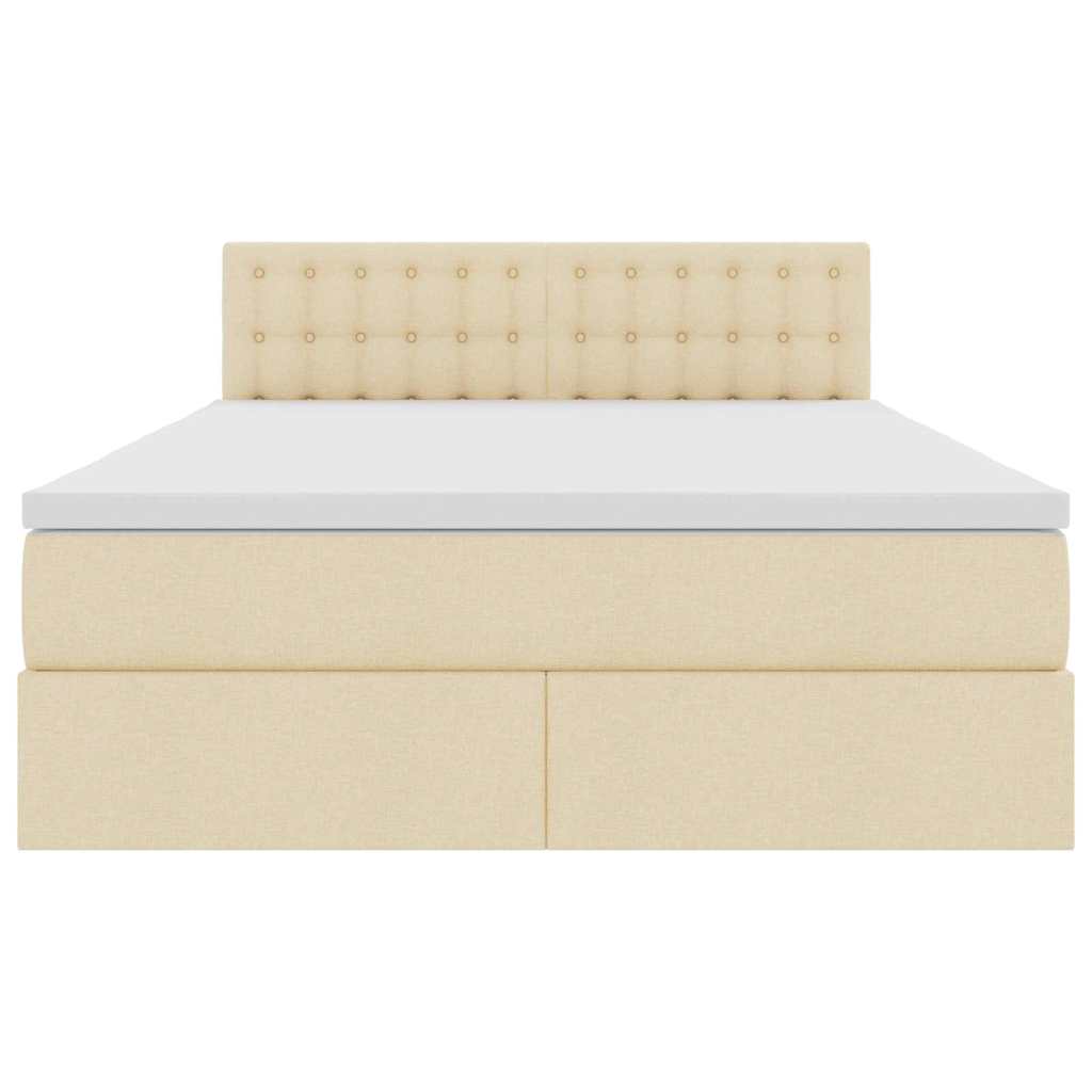 Seng med opbevaring og madras med madras Creme 140 x 190 cm
