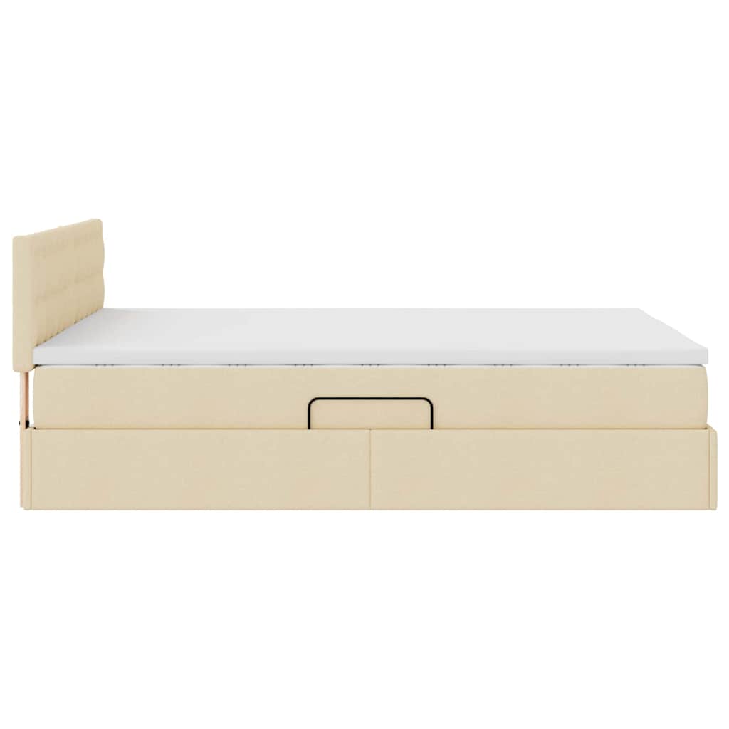 Seng med opbevaring og madras med madras Creme 140 x 190 cm