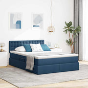 Seng med opbevaring og madras Blå 140 x 200 cm Konstrueret træ