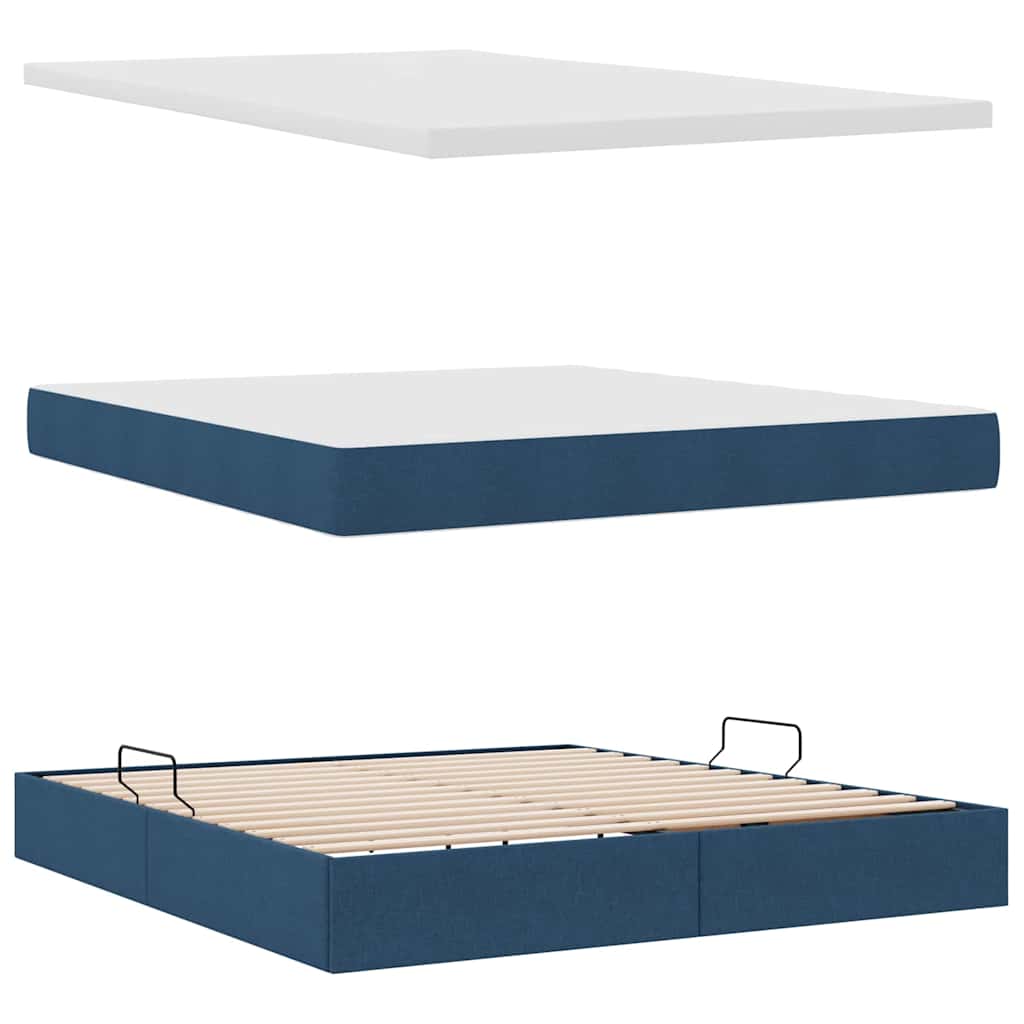 Seng med opbevaring og madras Blå 160 x 200 cm Konstrueret træ