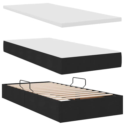 Opbevaringsseng med madras Sort 200 x 200 cm Faux læder
