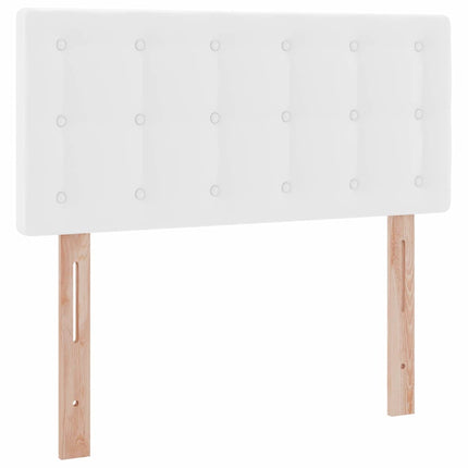 Seng med opbevaring og LED Ren Hvid 90 x 200 cm Faux læder